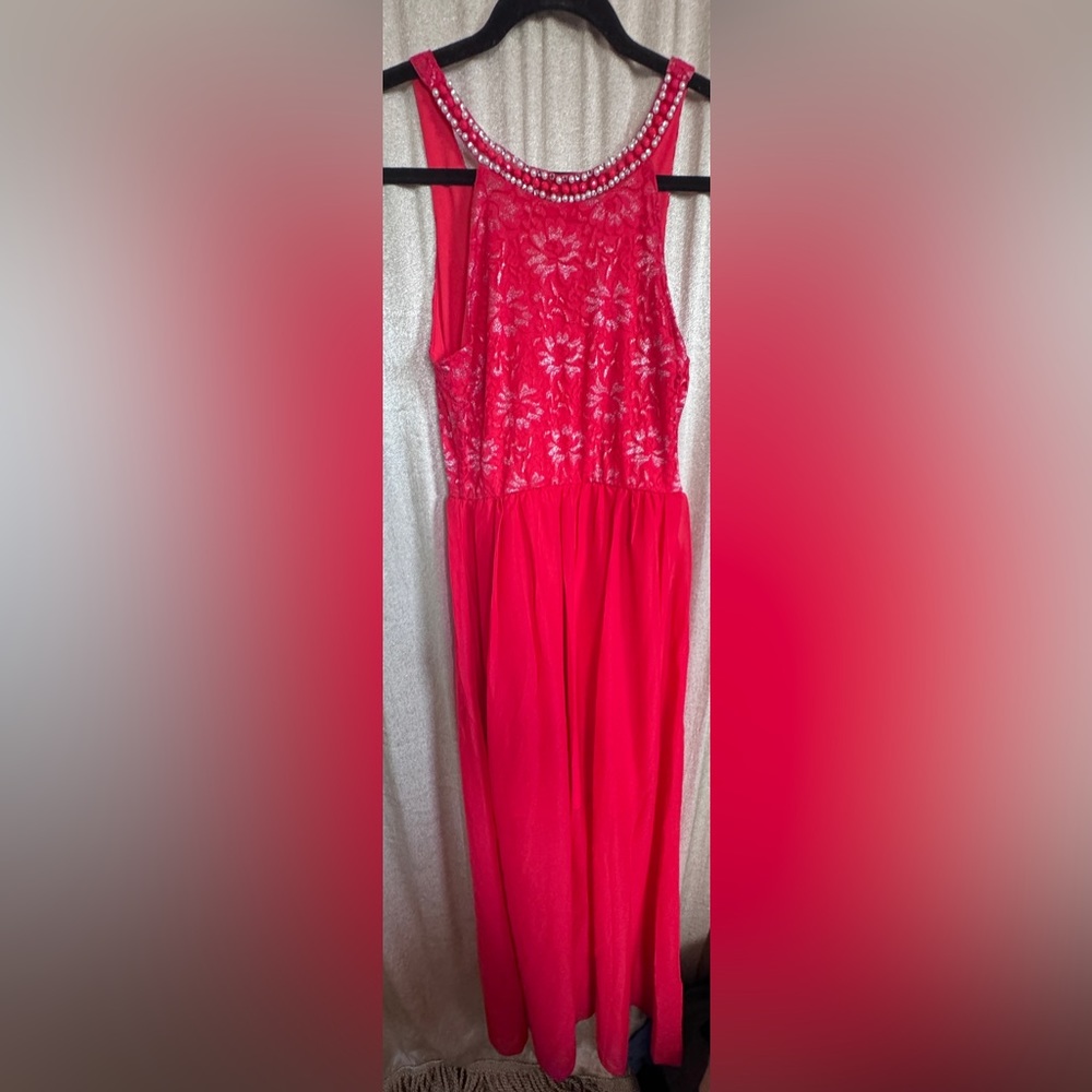 New Janice Sz Sm/Med Red Sleeveless Bodice Maxi Dress Formal Wedding Party Sexy